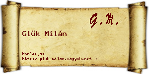 Glük Milán névjegykártya